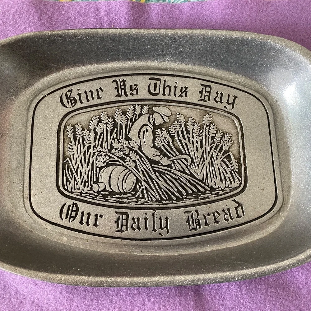 Vintage Pewtarex York Pennsylvania Prayer Message Pewter Platter Tray